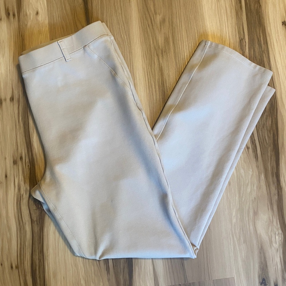 Quince Ultra-Stretch Ponte Straight Leg Pants Beige Tan Women Large Professional